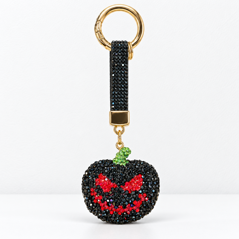 CouldNook Pumpkin Keychain - Rhinestone Face and Contrasting Green Stem