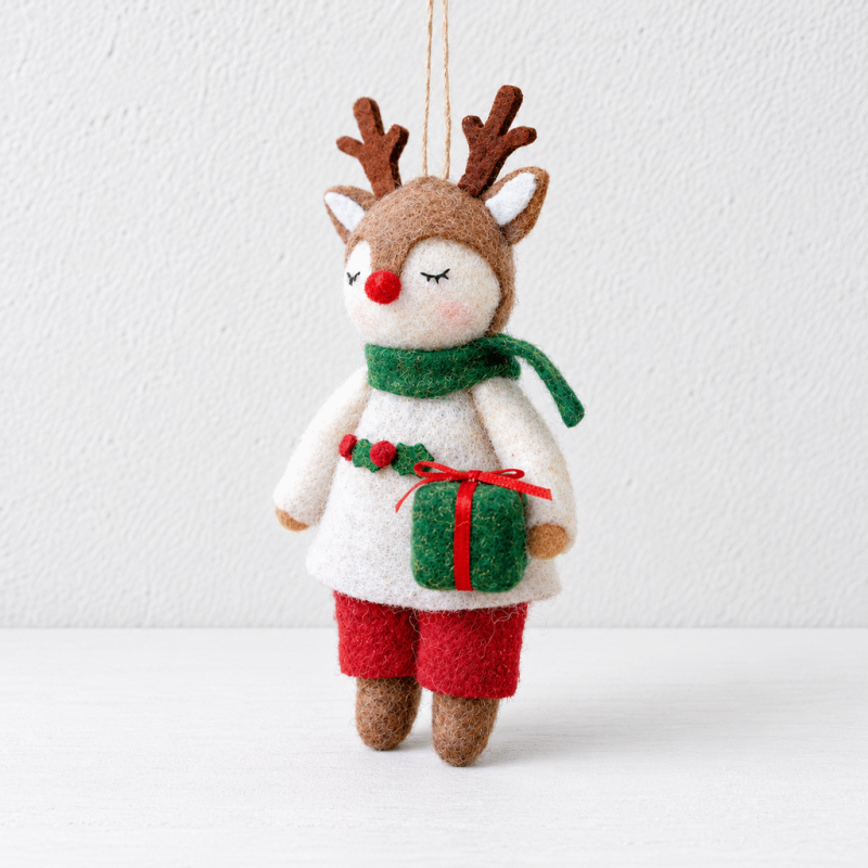 CouldNook Reindeer Christmas Ornament - Festive Outfit Detail