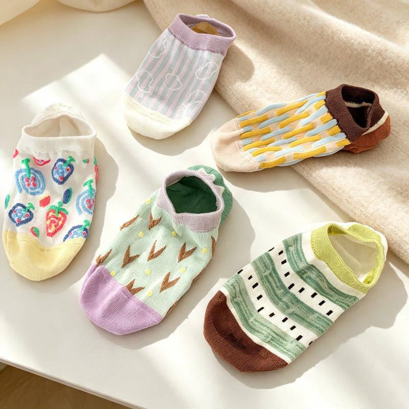 CouldNook Printed No-Show Socks-Low Cut Opening