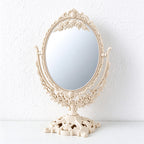 Ornate Tabletop Vanity Mirror with Pivoting Double-Sided Face