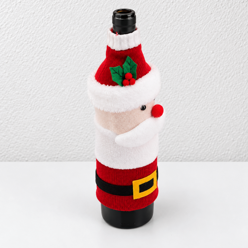 CouldNook Christmas Wine Bottle Cover - Knitted Character Sleeve