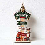 Wooden Christmas Tabletop Decorations with Printed Holiday Scenes