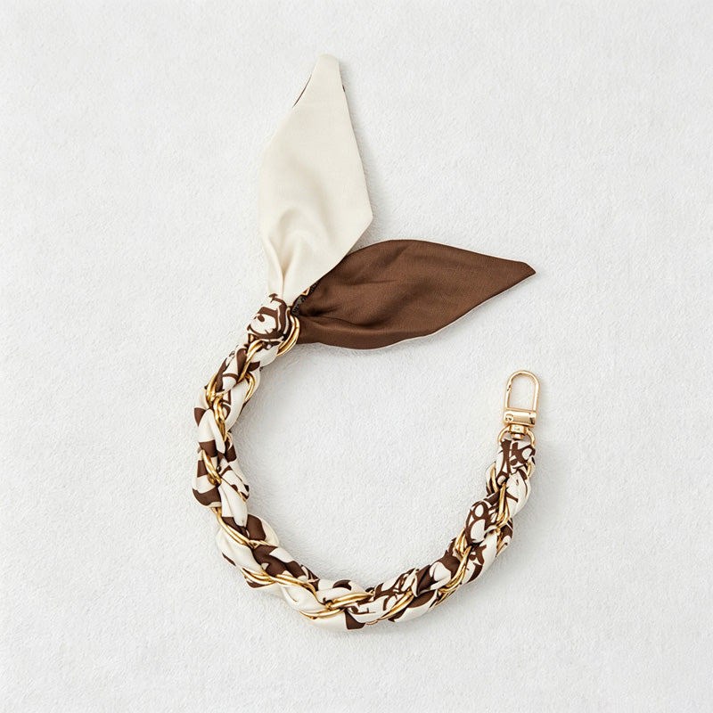 CouldNook Scarf Woven Phone Wrist Strap - Leaf Pattern Accent