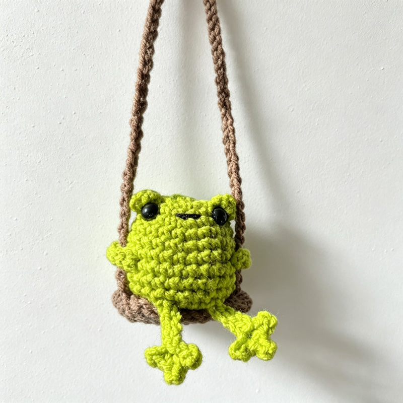 CouldNook Yarn Frog Flower Car Ornament - Six Swing Designs