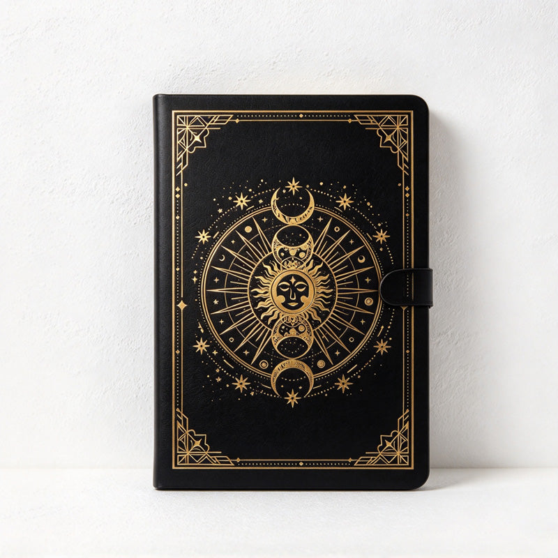 CouldNook Celestial Notebook - Sun and Moon Foil Pattern and Lined Pages