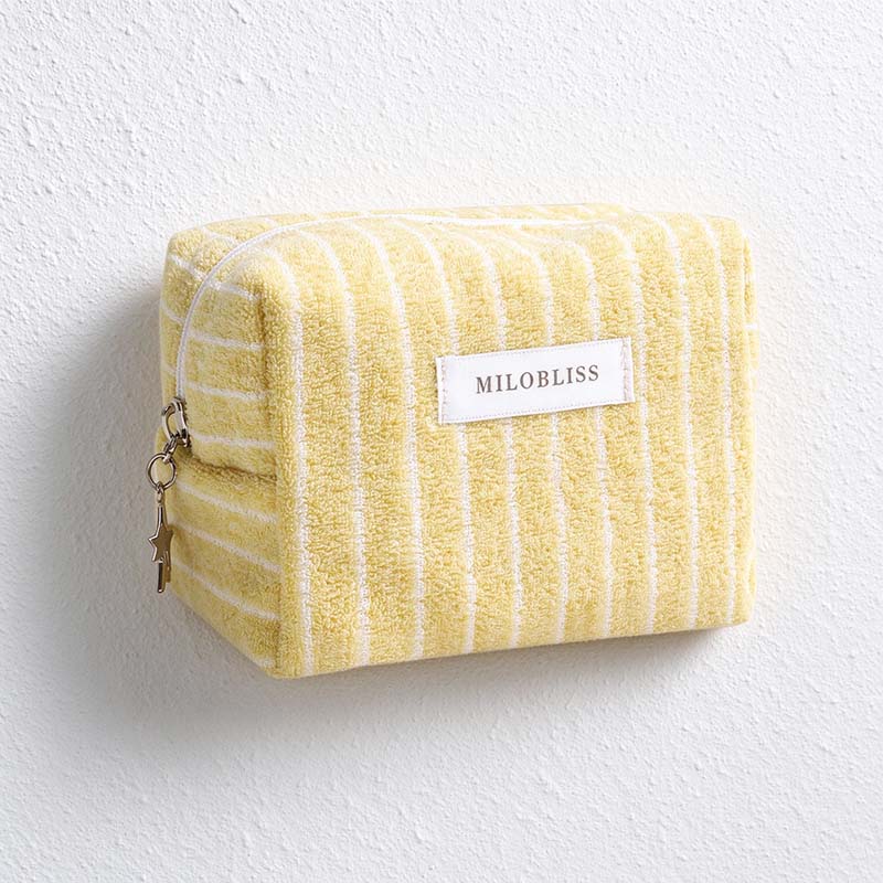 CouldNook Striped Cosmetic Bag - Towel Texture And Star Zipper Pull