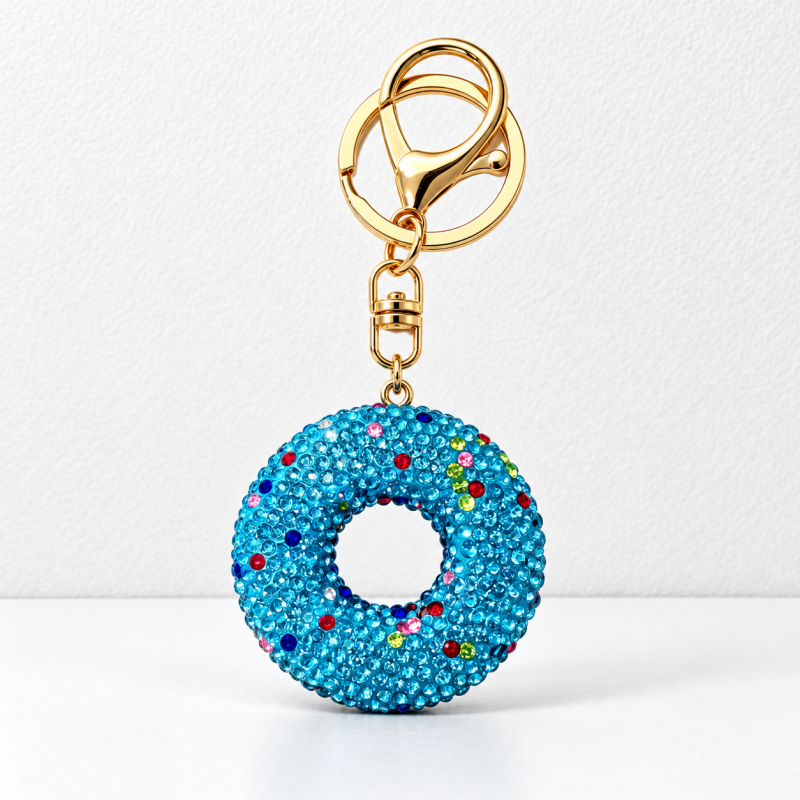CouldNook Donut Keychain - Rhinestone Surface and Multicolored Sprinkle Details