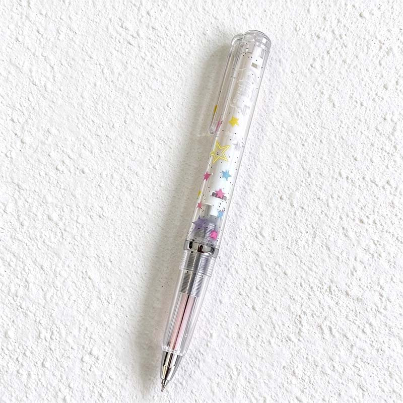 CouldNook Star Print Gel Pen - Clear Barrel And Ribbed Grip