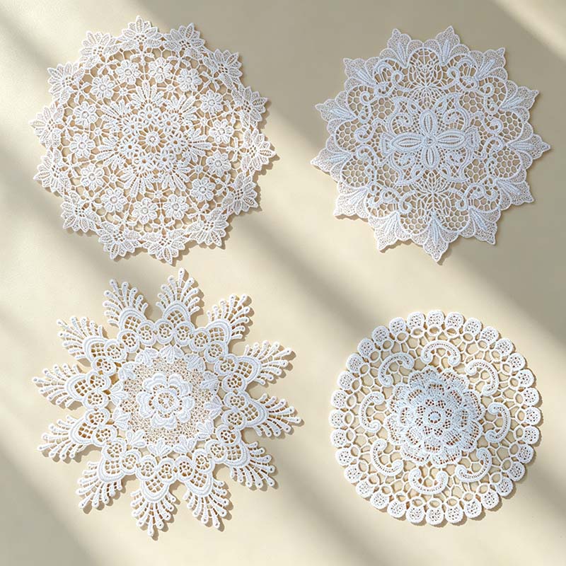 CouldNook Round Floral Lace Coaster - Five White Designs