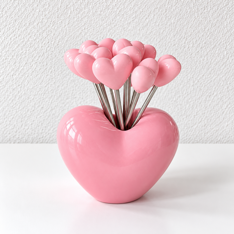 Heart Fruit Forks - Slender Picks and Matching Holder Options