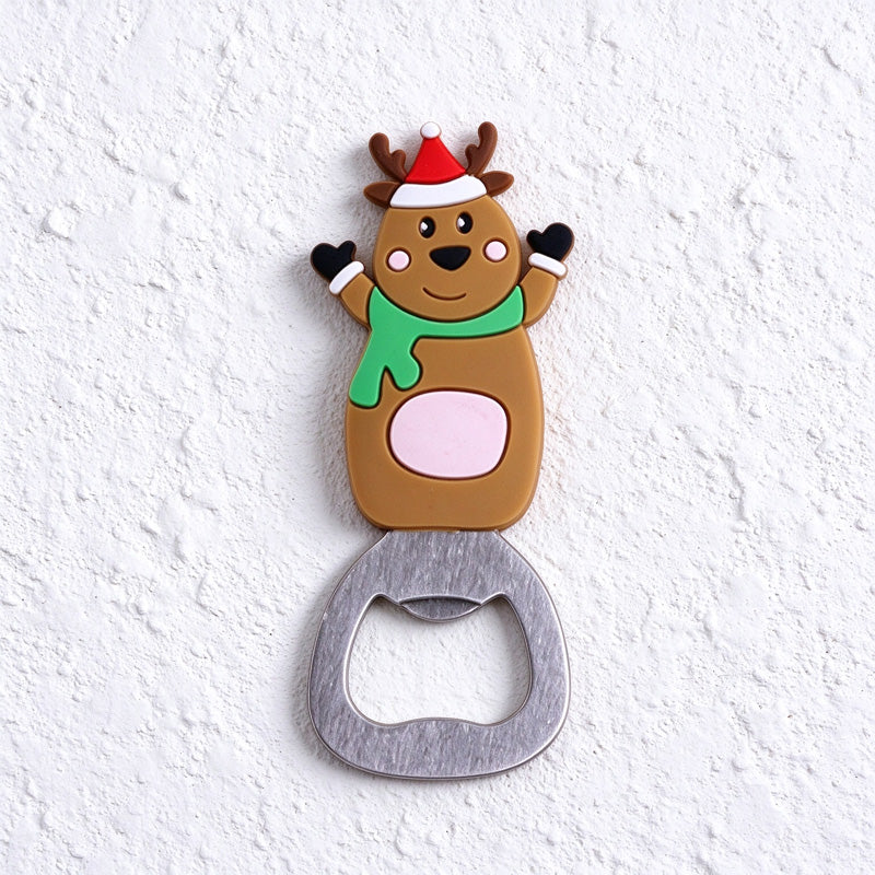 Magnetic Christmas Bottle Opener with Silicone Holiday Character