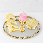 CouldNook Comb Brush And Mirror Set - Patterned Bodies And Shell-Shaped Mirror