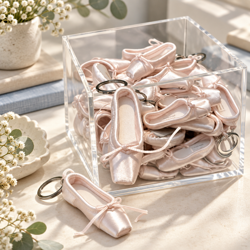 CouldNook Ballet Shoe Keychain - Miniature Satin Shape and Bow Detail
