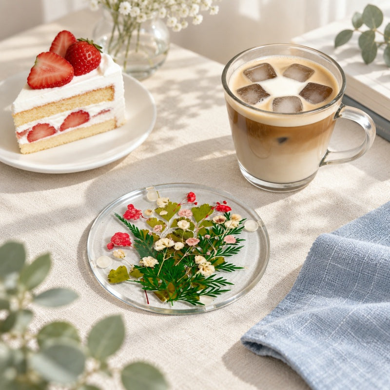 CouldNook Botanical Acrylic Coaster - Round Form and Floral Details