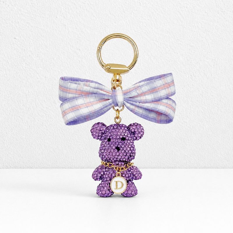 CouldNook Rhinestone Bear Keychain - Ribbon Bow Bag Charm