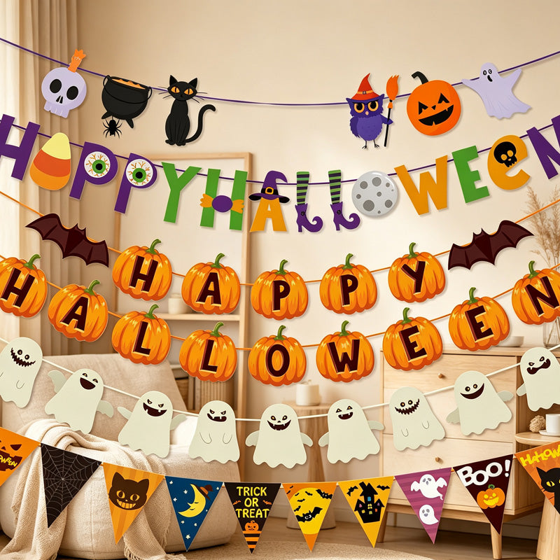 CloudNook Ghost Banner Garland‑Halloween Party Hanging Decor
