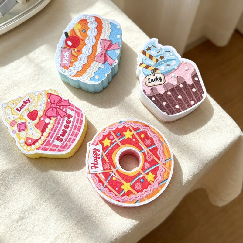 CloudNook Dessert‑Shaped Sponge Scrub‑4PCS Cute Kitchen Dish Sponge