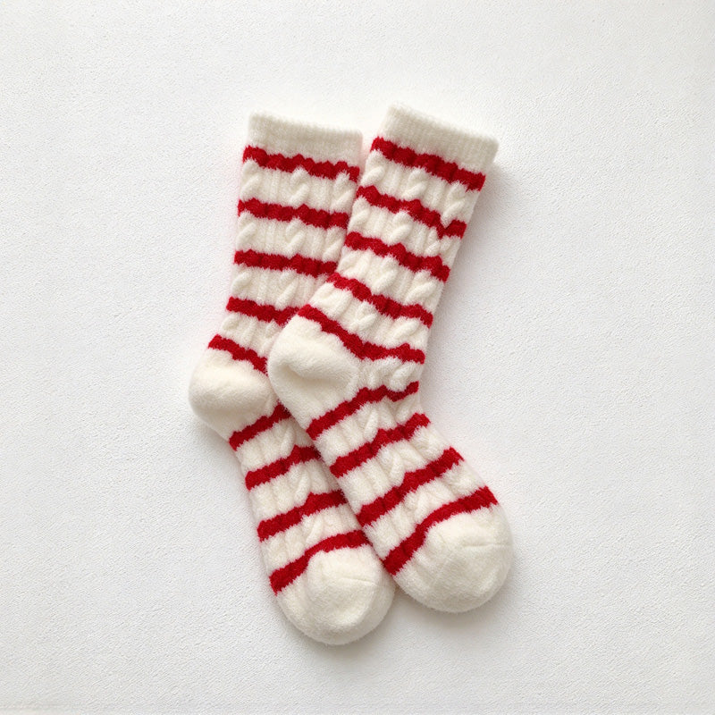 CouldNook Textured Winter Socks - Stripe Patterns And Cable Knit Options