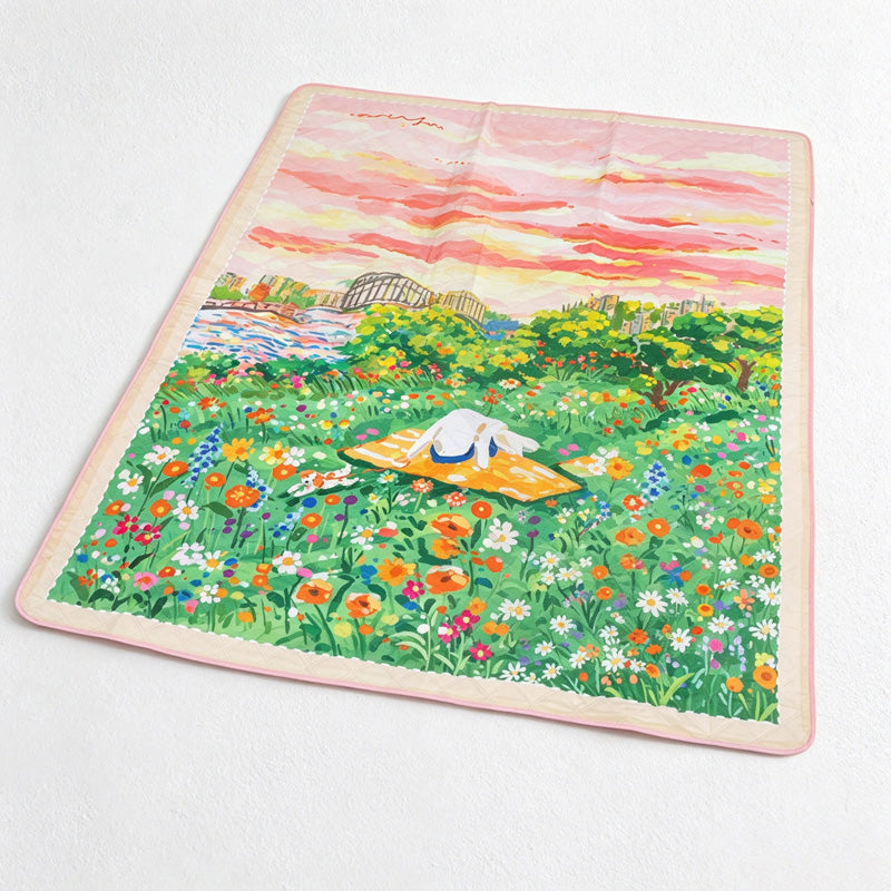 CouldNook Bunny Meadow Picnic Mat - Scalloped Carry Handle