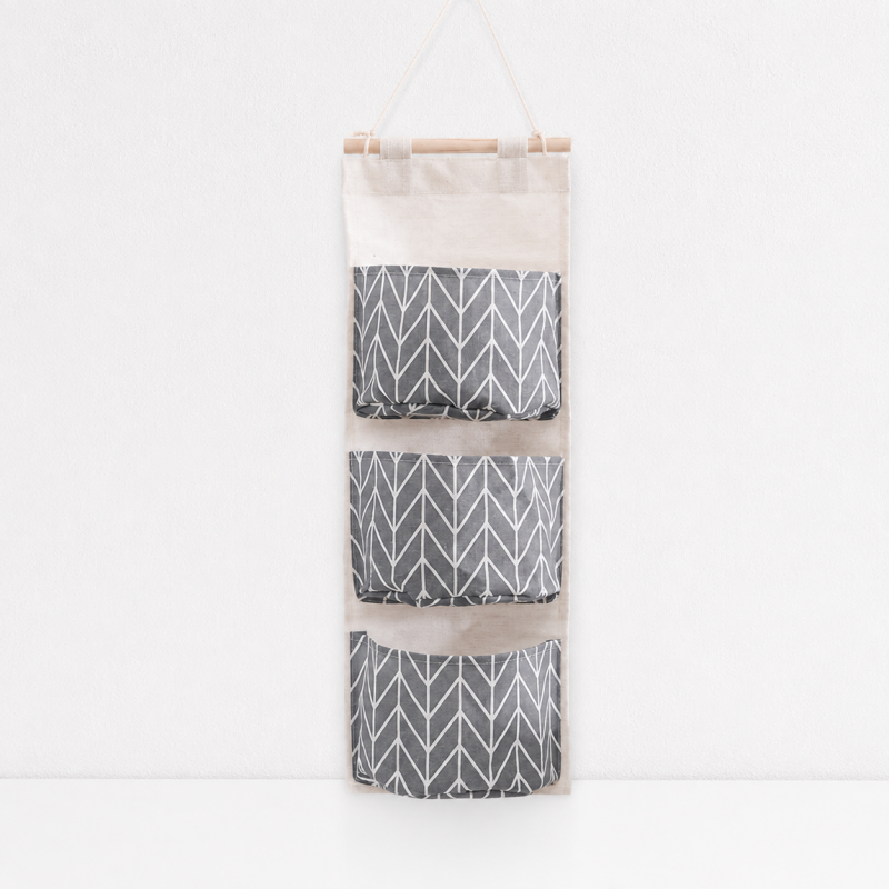 CouldNook Three-Pocket Hanging Organizer - Printed Fabric Wall Storage