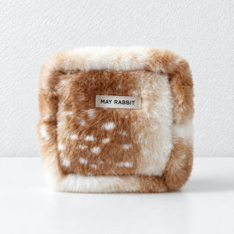 CouldNook Fawn Pattern Pouch - Plush Surface and Zipper Opening