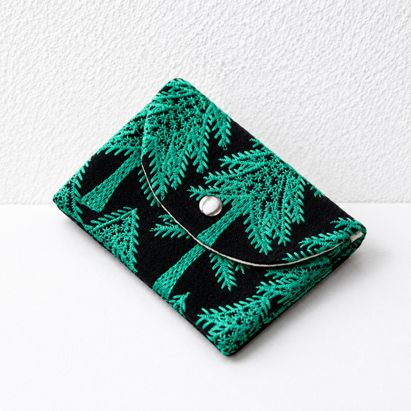 CouldNook Embroidered Card Pouch - Curved Flap And Snap Closure