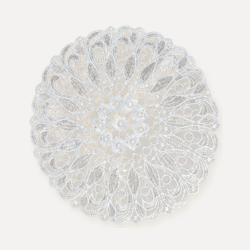 CouldNook Round Embroidered Lace Placemat - Floral Design Size Range