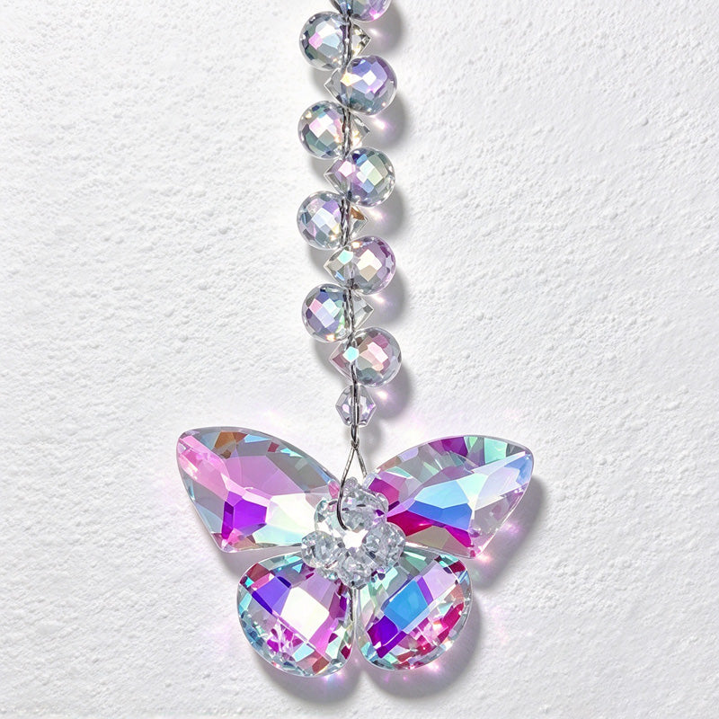 CouldNook Faceted Butterfly Suncatcher - Spiral Beads And Suspended Wings