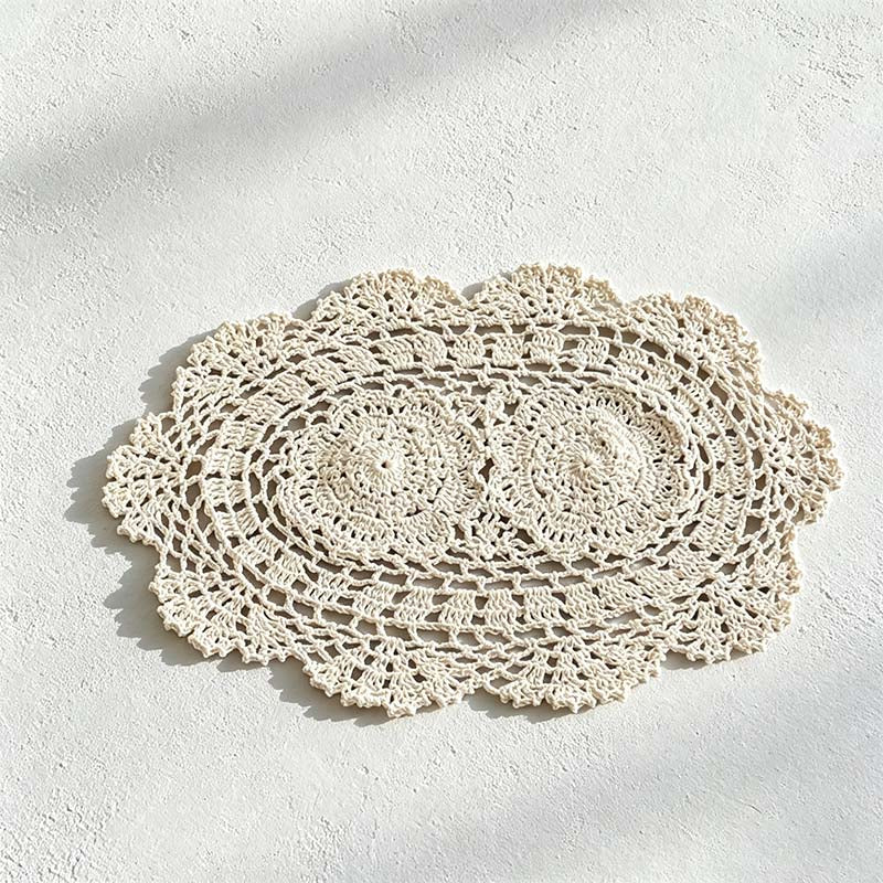 CouldNook Crocheted Lace Table Mat - Round Oval Size Options