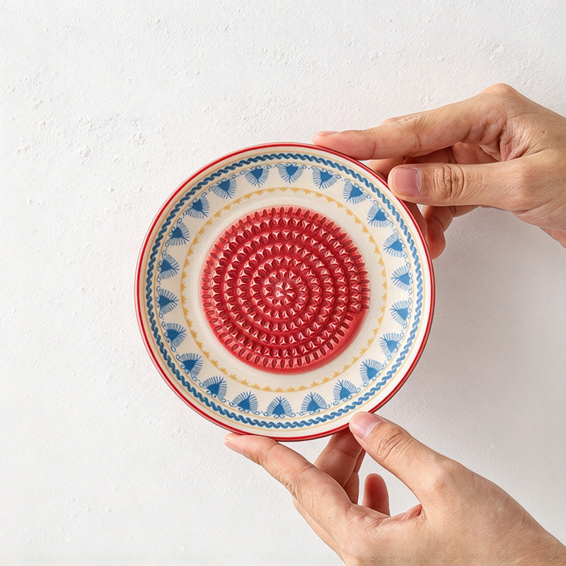 CouldNook Ceramic Grater Plate - Decorative Patterned Rim