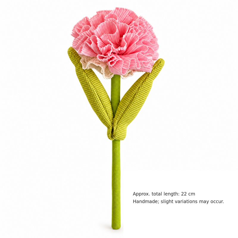 Artificial Carnation - Ruffled Petals and Paired Green Leaves