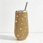 CouldNook Rhinestone Tumblers-6oz Stainless Steel Vacuum Insulated U-Shaped Eggshell Coffee Cup with Straw