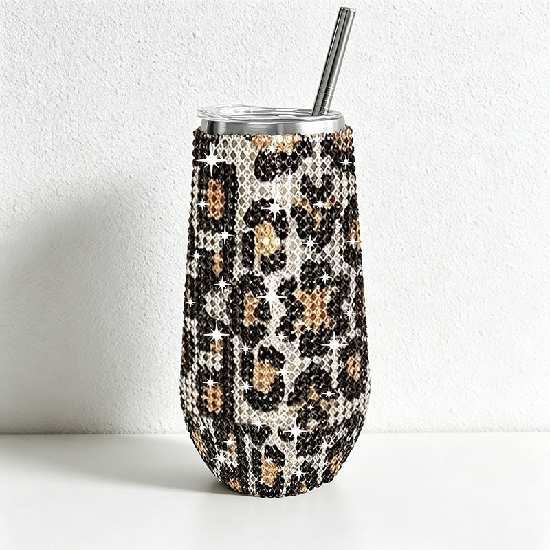 CouldNook Rhinestone Tumblers-6oz Stainless Steel Vacuum Insulated U-Shaped Eggshell Coffee Cup with Straw