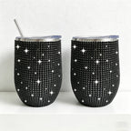 CouldNook 12oz Bling Rhinestone Stemless Wine Tumbler - Clear Lid & Straw (Leopard & Ombre Series)