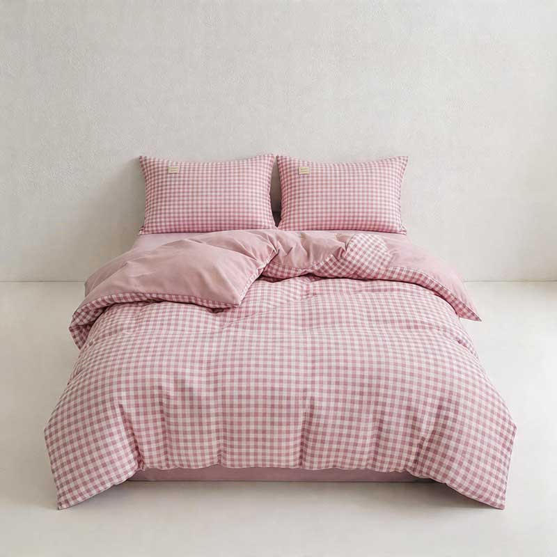 CouldNook Minimalist Gingham Duvet Cover - Ultra-Soft Washed Cotton Feel Bedding