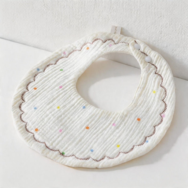 CouldNook Premium Muslin Cotton Baby Bib - Reversible 6-Layer Round Drool Apron(set of 10)