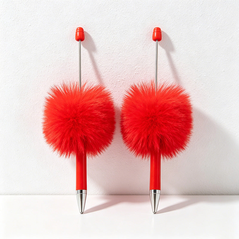 CouldNook Pen-Cute Pom Pom Beaded Ballpoint Pen DIY Creative Plush Ballpoint Pen for Gift & Office