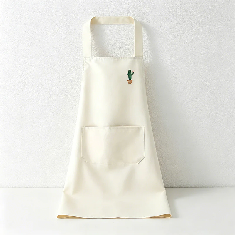 Solid Color with Printed Pattern Backband Apron - PVC Waterproof Kitchen Apron