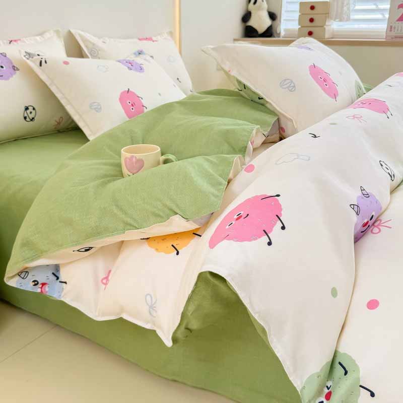 Ultra Soft Cartoon Panda & Bear Print Duvet Cover Set (Skin-Friendly & Breathable)