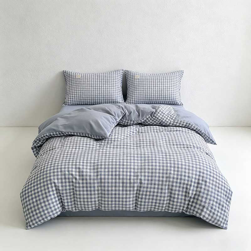 CouldNook Minimalist Gingham Duvet Cover - Ultra-Soft Washed Cotton Feel Bedding