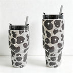 CouldNook 20/30oz Bling Rhinestone Car Tumbler - No Handle, Black Lid (Cow Print Series)