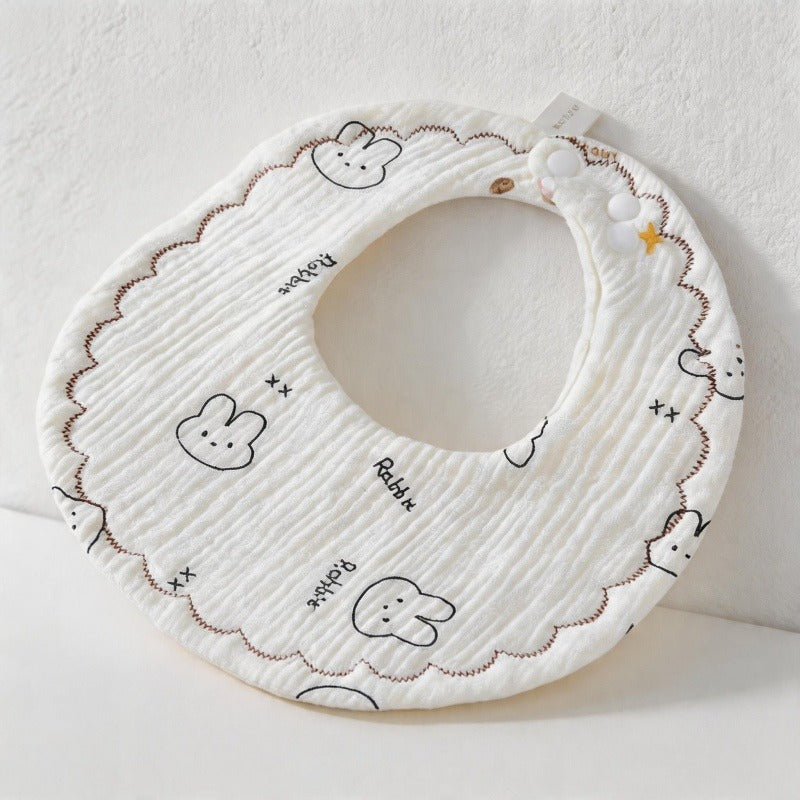 CouldNook Premium Muslin Cotton Baby Bib - Reversible 6-Layer Round Drool Apron(set of 10)