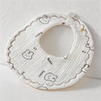 CouldNook Premium Muslin Cotton Baby Bib - Reversible 6-Layer Round Drool Apron(set of 10)