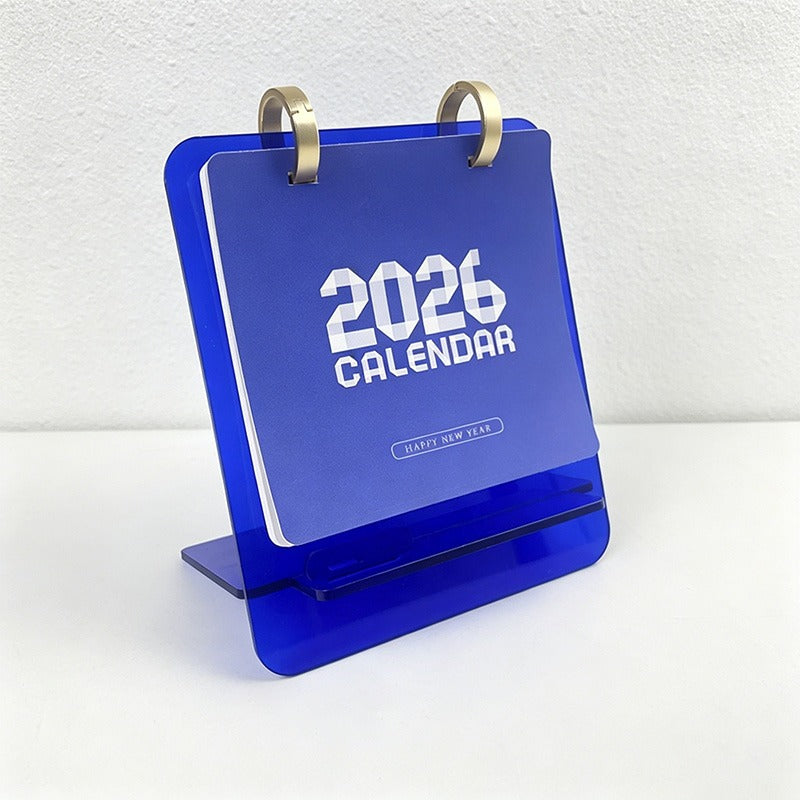 2026 Minimalist Transparent Acrylic Desk Calendar, Freestanding Desktop Decor