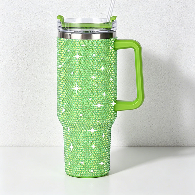 CouldNook 40oz Rhinestone Cow Print Tumbler-Stainless Steel Vacuum Insulated Ice Tumbler with Handle & Straw