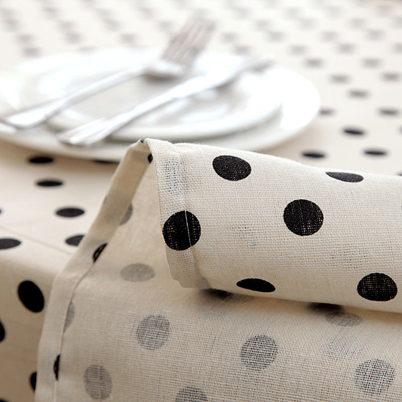 Modern Polka Dot Tablecloth - Minimalist Cotton-Blend Fabric for Home & Events