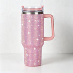 CouldNook 40oz Rhinestone Cow Print Tumbler-Stainless Steel Vacuum Insulated Ice Tumbler with Handle & Straw