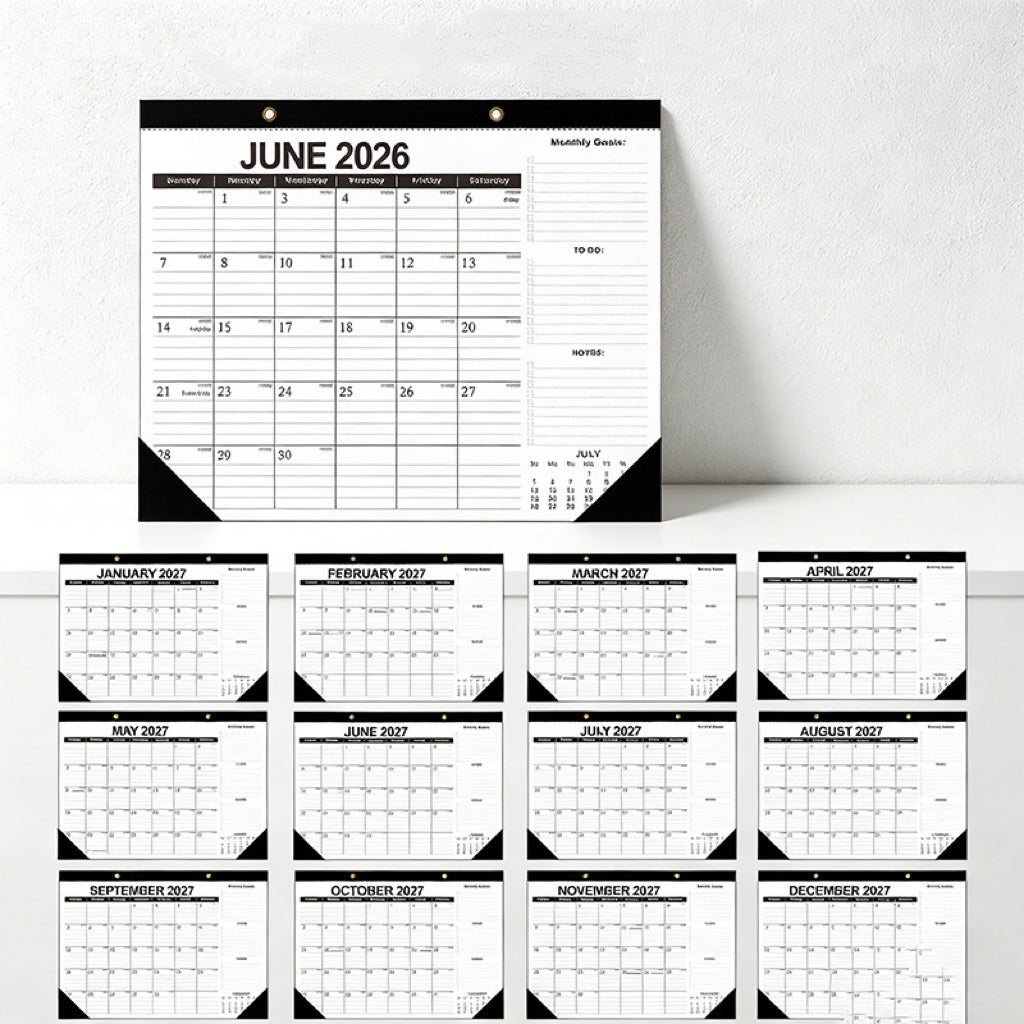 English 2026-2027 Wall Calendar - Floral Art Monthly Planner