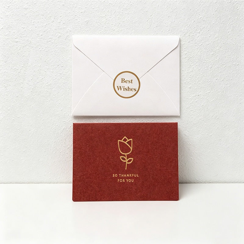 Vintage Gold Foil Flocked Paper Greeting Card Sets with Envelope & Seal, 6 Assorted Designs