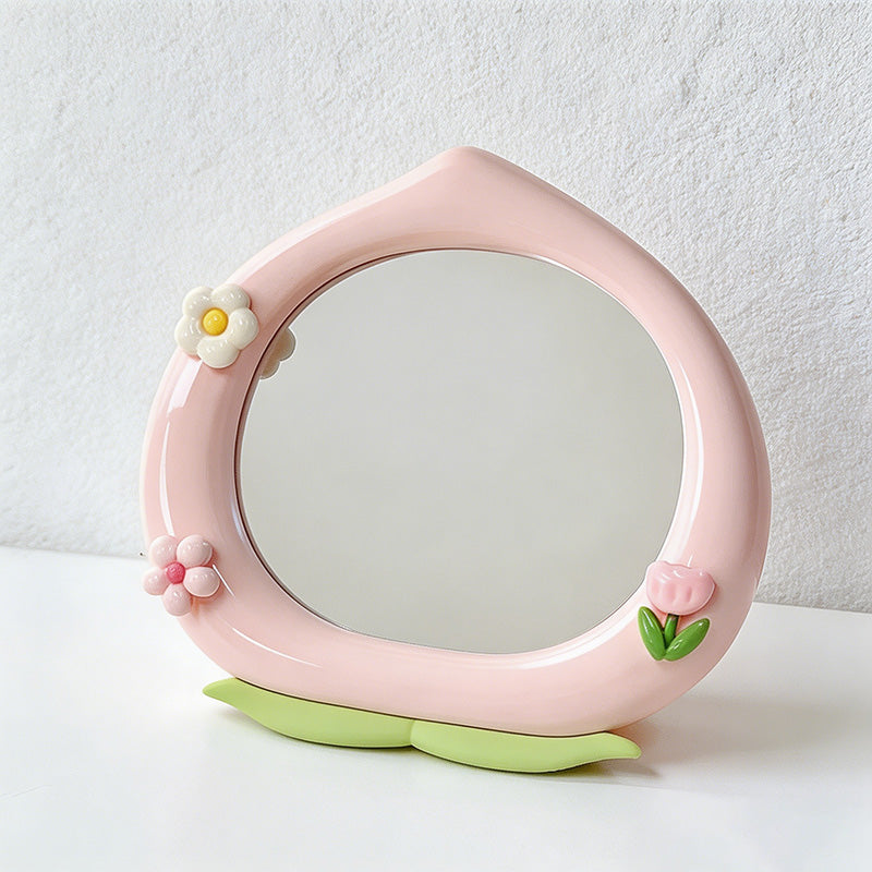 CouldNook Cute Peach-Shaped Vanity Mirror - Adjustable Desktop Makeup Mirror